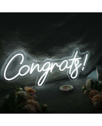 Congrats White Neon Sign