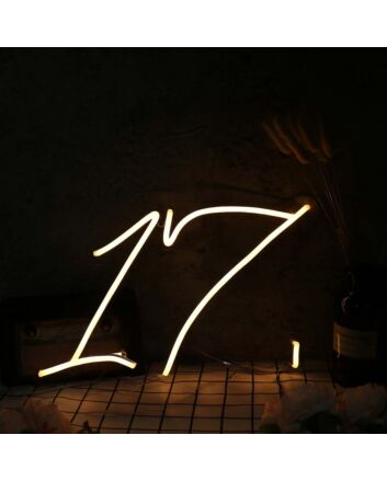 Number 17 Yellow Neon Sign