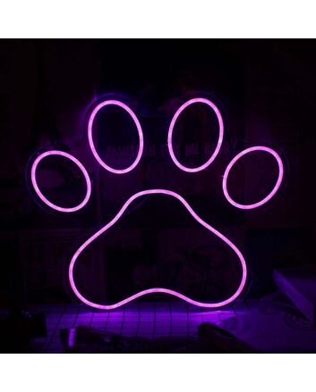 Dog Paw Pink Neon Sign