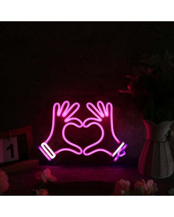 Heart Shape With Two Hands Custom Neon Sign