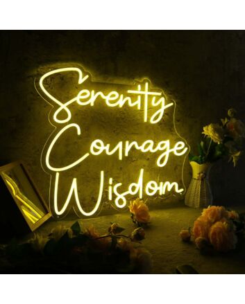 Serenity Courage Wisdom Yellow Neon Sign