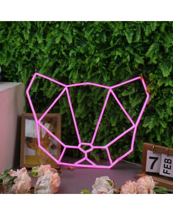 Abstract Cat Head Pink Neon Sign
