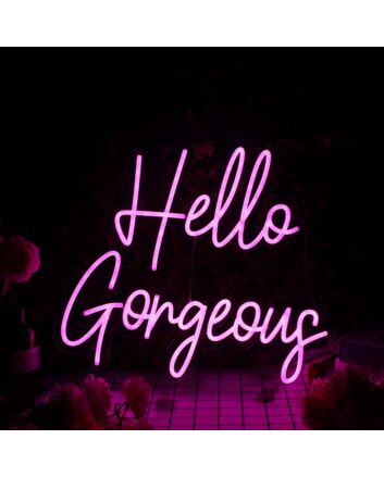 Hello Gorgeous Purple Neon Sign