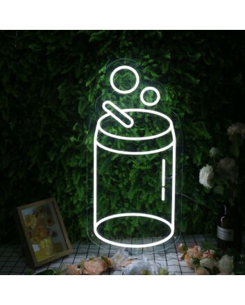 A Can Of Drink White Neon Sign