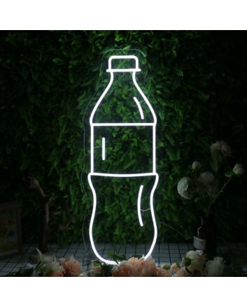 A Bottle Of Beverage White Neon Sign