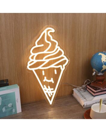 Smiling Ice Cream Yellow Neon Sign