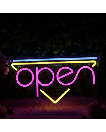 Open With Inverted Triangle Neon Sign