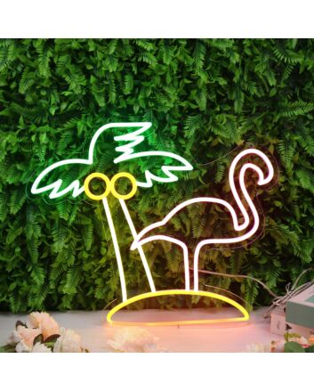 Coconut Tree And Flamingo Custom Neon Sign