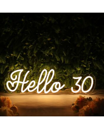 Hello 30 Yellow Neon Sign