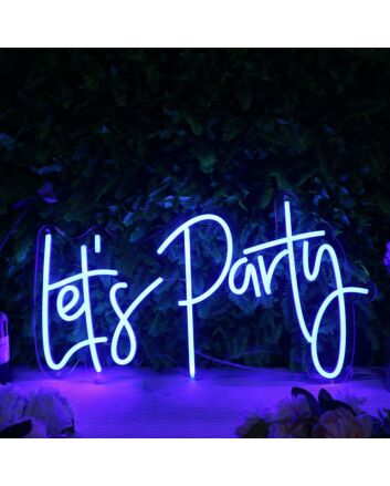 Lets Party Dark Blue Neon Sign