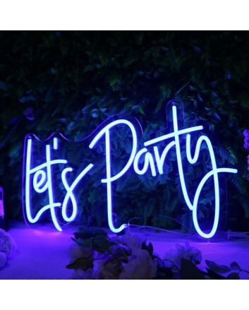 Lets Party Dark Blue Neon Sign