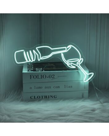 Wine Poured To Glass Neon Lights