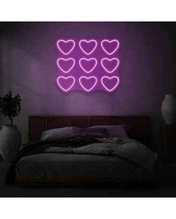Nine Hearts LED Neon Sign