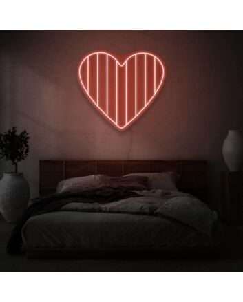 Striped Heart LED Neon Light