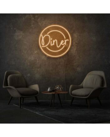 Customize Round Diner Neon Welcoming Circular Design