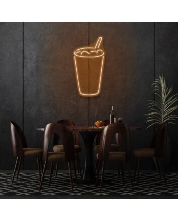 Glass With Drink Neon Refreshing Sip of Elegance