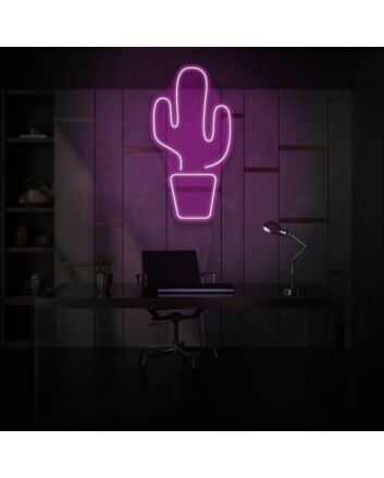 Cactus in Pot Neon Desert Charm in Compact Form