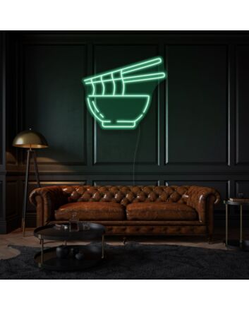 Noodles In Bowl Neon Delight for Asian Cuisine Lovers