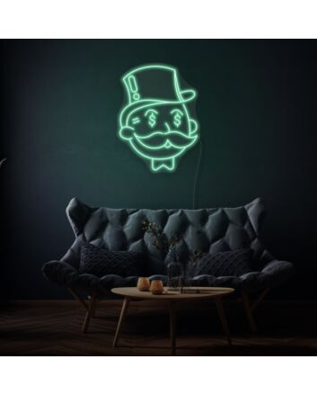 Monopoly Man Neon Sign Playful Wealth and Games