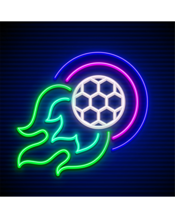 Touchdown Inferno Football Ball Flying and Burning Neon Sign