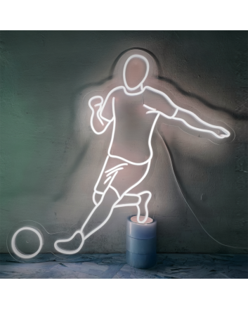 Soccer Showdown Running and Kicking Player Neon Sign