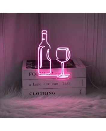 Red Wine Wine Glass  Bar Set  Neon Signs