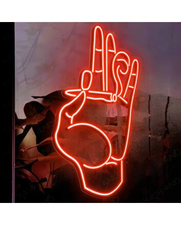 Pinching Cigarette  Neon Sign