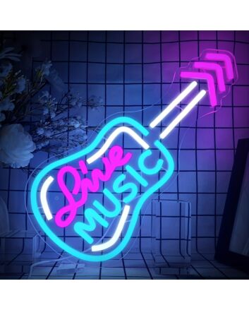 Live Music Electric Guitar Neon Sign
