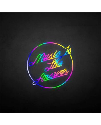 &#39;Music is the answer&#39; neon sign