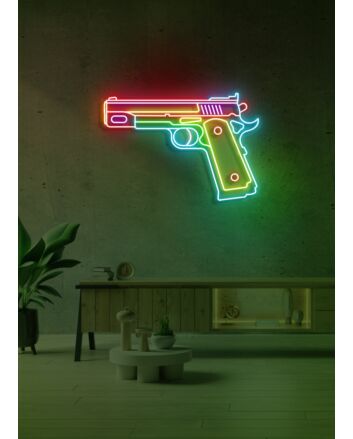 Gun LED Neon Bold Statement for Edgy Decor