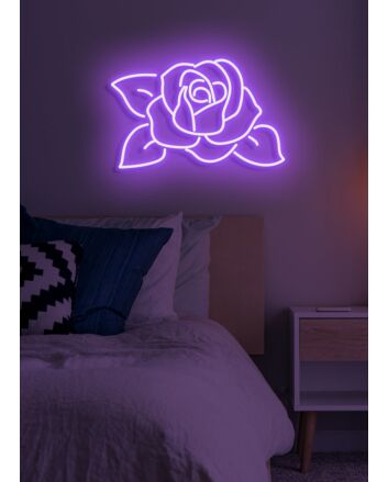 Rose Neon Romantic Bloom in Lustrous Light