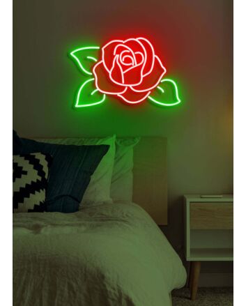 Rose Neon Romantic Bloom in Lustrous Light