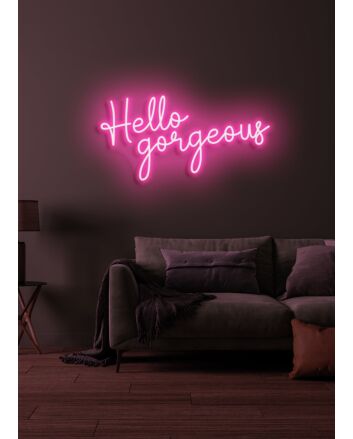 Hello Gorgeous Neon Flattering Greeting in Light