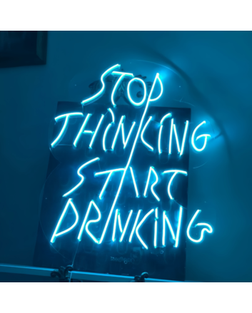 Stop Thinking Neon Prompt to Action
