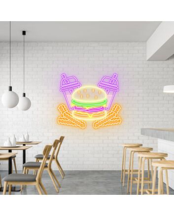 Burger Fries & Shakes Classic Neon for American Diners