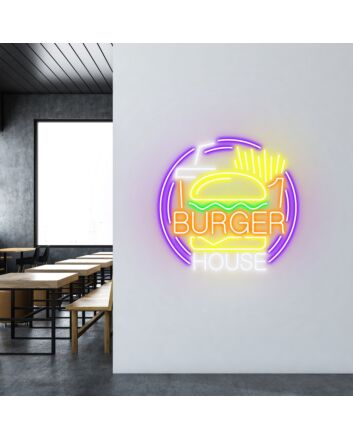 Customize Burger House Cozy Neon for Family-Friendly Restaurants