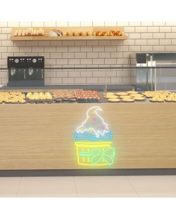 Festive Ice Cream Cup Celebratory Neon for Party Themes