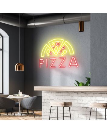 Customize Pizza Trio Slice Savor the Variety with Colorful Neon