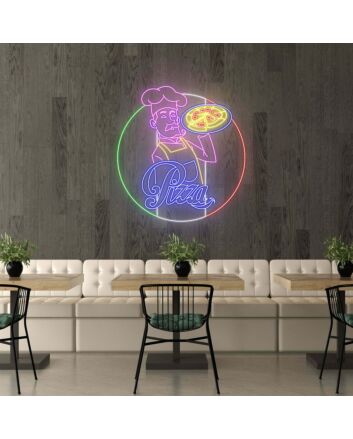 Customize Pizza & Chef Celebrate Culinary Art with Neon Display
