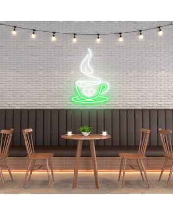 Coffee Cup Heart Warm Hearts with Charming Neon