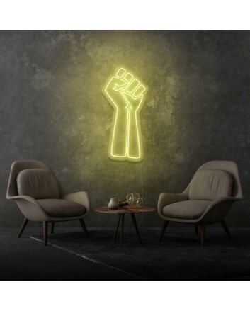 Raised fist Empower and Inspire with Bold Neon Sign