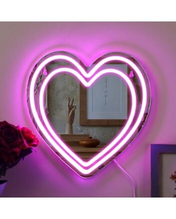 Radiant Love Heart Neon Mirror LED Wall Art Sign