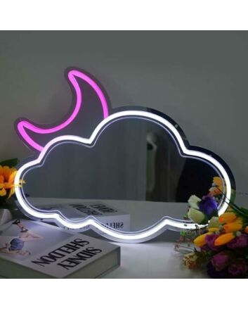 Enchanting Cloud and Pink Moon Neon Mirror Light