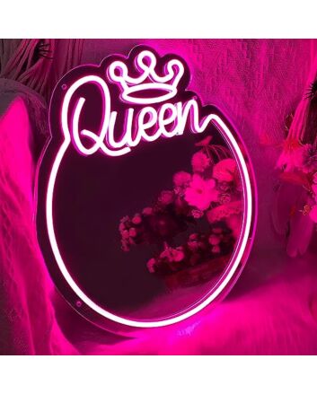 Elegant Queen and Crown Neon Mirror Art