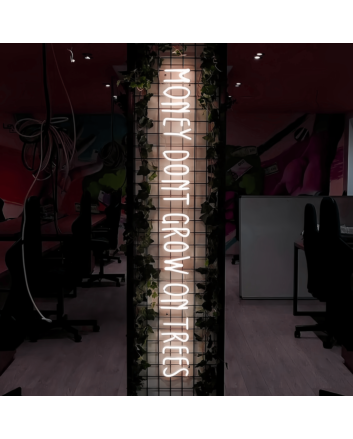 Money Doesn't Grow on Trees: Neon Sign for Financial Wisdom