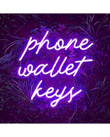 Phone Wallet Keys: Keep Your Essentials in Check with Our Vibrant Neon Sign!