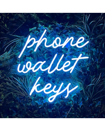 Phone Wallet Keys: Keep Your Essentials in Check with Our Vibrant Neon Sign!