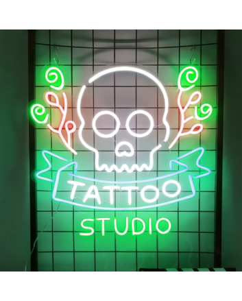 Customize Tattoo Studio Skull: Add a Touch of Neon Edginess to Your Space
