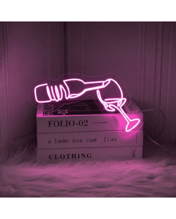&#39;Wine and bottle&#39; neon sign