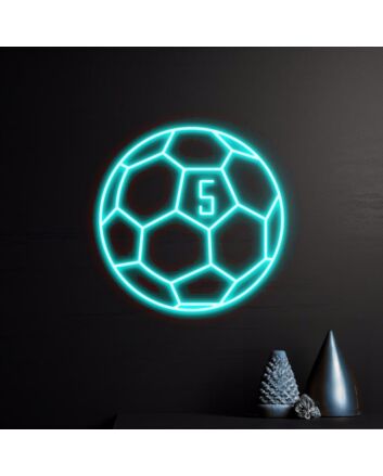 Custom Number Soccer Ball Neon Sign Sport Club Room Wall Art Decor